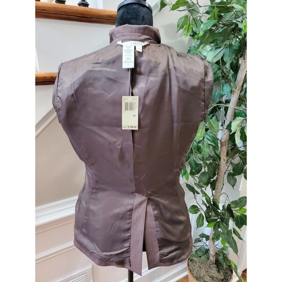 Max Studio Brown Polyester Single Breasted Two Buttons Fitted Blazer 10 NWT $198 - Picture 7 of 12